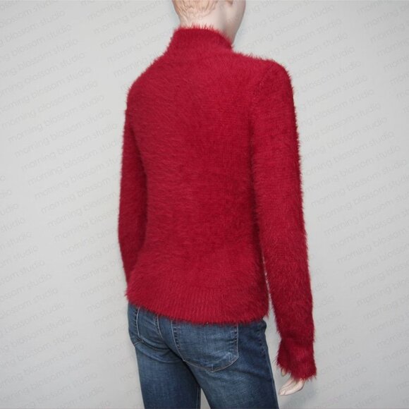Lovers + Friends Truly Fuzzy Knit Turtle Neck Sweater Red Women Size S - Picture 4 of 11